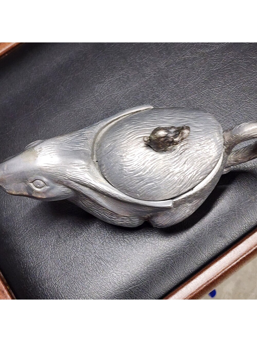 Flawless Arthur Court Aluminum Rabbit Gravy Boat With Lid